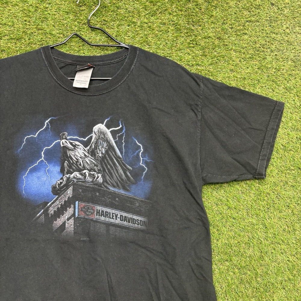 Harley Davidson Lightning Eagle Shirt Mens Large Biker Punk Grunge 90s Black